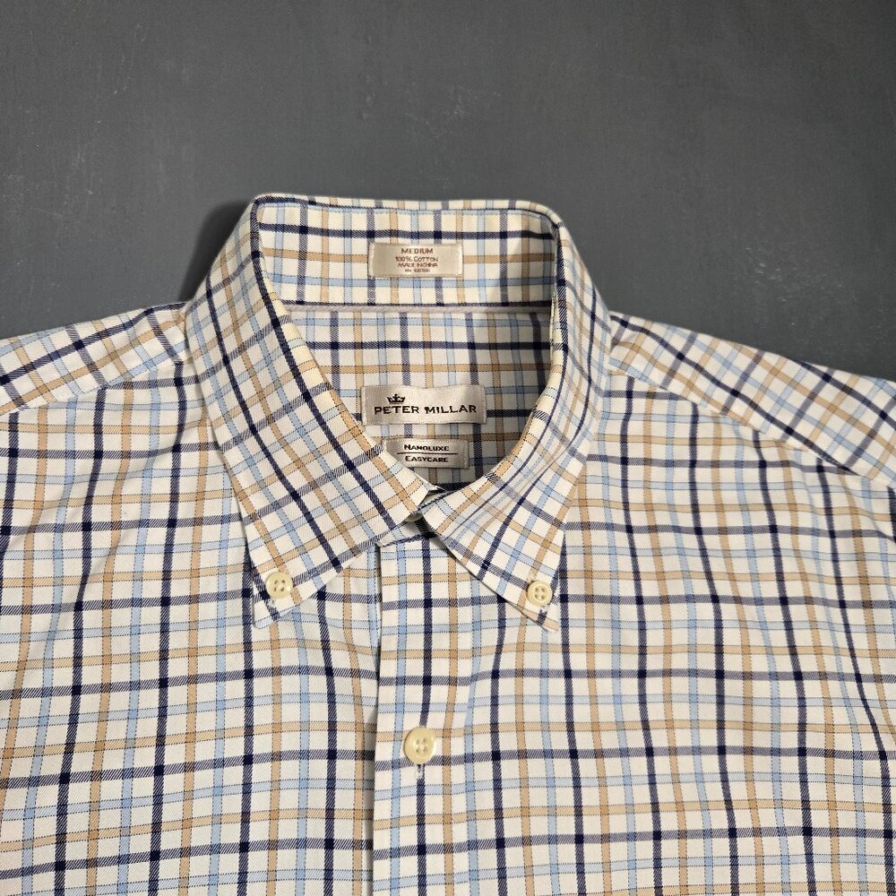 Peter Millar Men’s Plaid Button Down Shirt Medium Cotton Easy Care - Picture 2 of 10